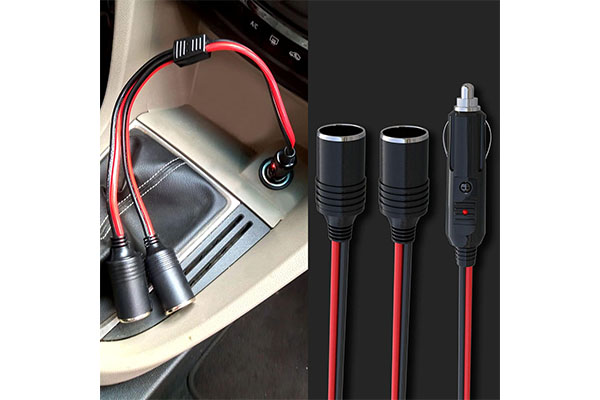 1 To 2 Car Cigarette Lighter Splitter Adapter Power Charger Port, 12V 24V Plug Socket 2-Way Splitter Y Adapter, 10 Inch 16AWG Cigarette Lighter Extension Cord With 15A Fuse