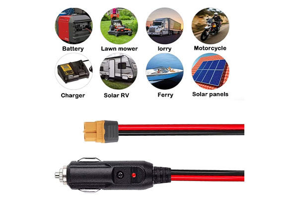 XT60H Extension Cable Cigarette Plug Extension Cable XT60H to Cigarette Plug 10Feet 14AWG XT60H Adpter Cable Compatible With Solar Panel RV Portable Power Station Solar Generator